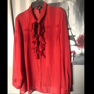 Ruffled string bow blouse